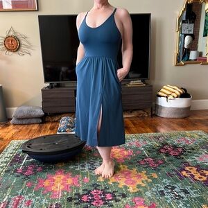 Halara Blue Sleeveless Dress with built in bra and pockets